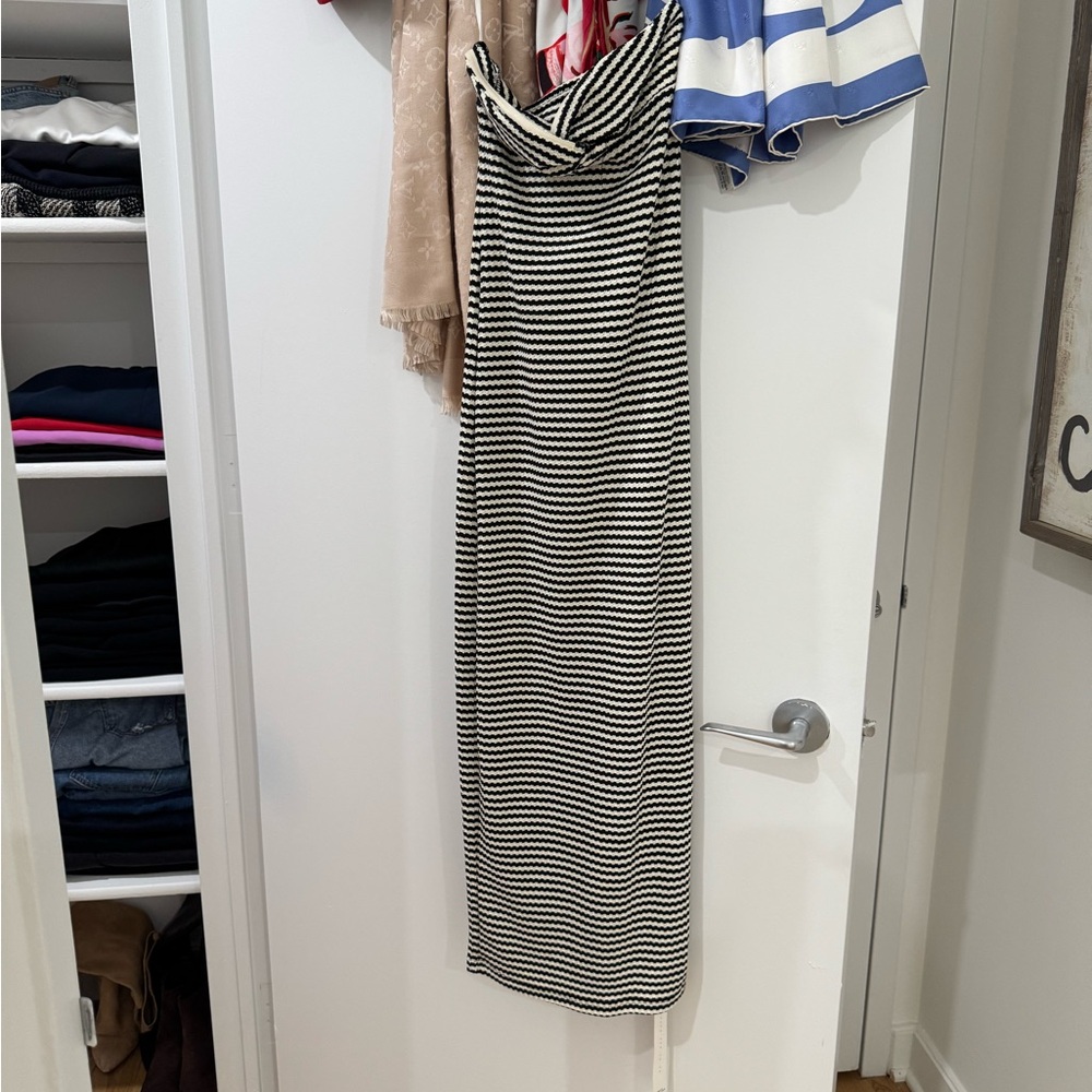 Misguided Striped Black and White Maxi Dress